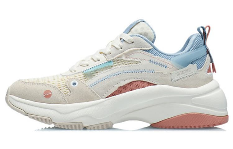 LiNing Durable Breathable Low-Top Casual Shoes Women's Light Gray Pink 2