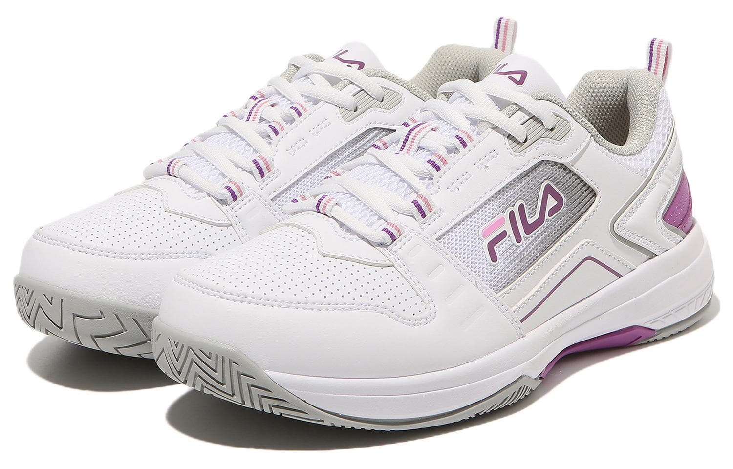 FILA Stroke 2 T3 Durable Breathable Low Top Tennis Shoes Unisex White Purple Korean Style 5