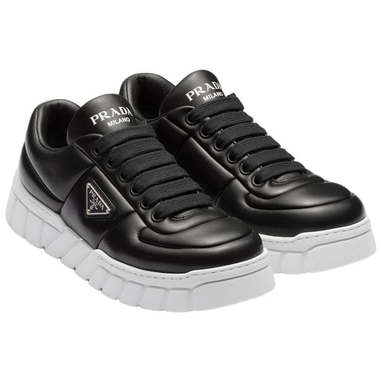 PRADA Wear-Resistant Low-Top Sports Casual Shoes Men's Black White 6