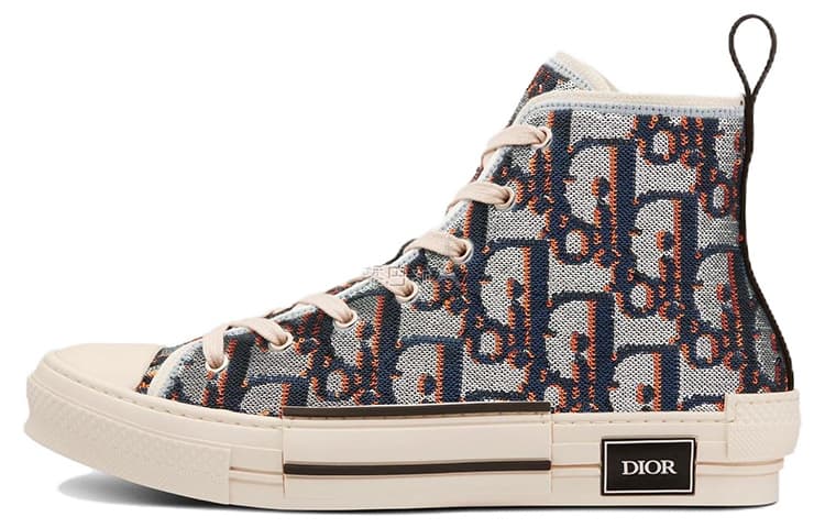 DIOR B23 High-Top Stylish Skateboarding Shoes Men's Blue Silver 2