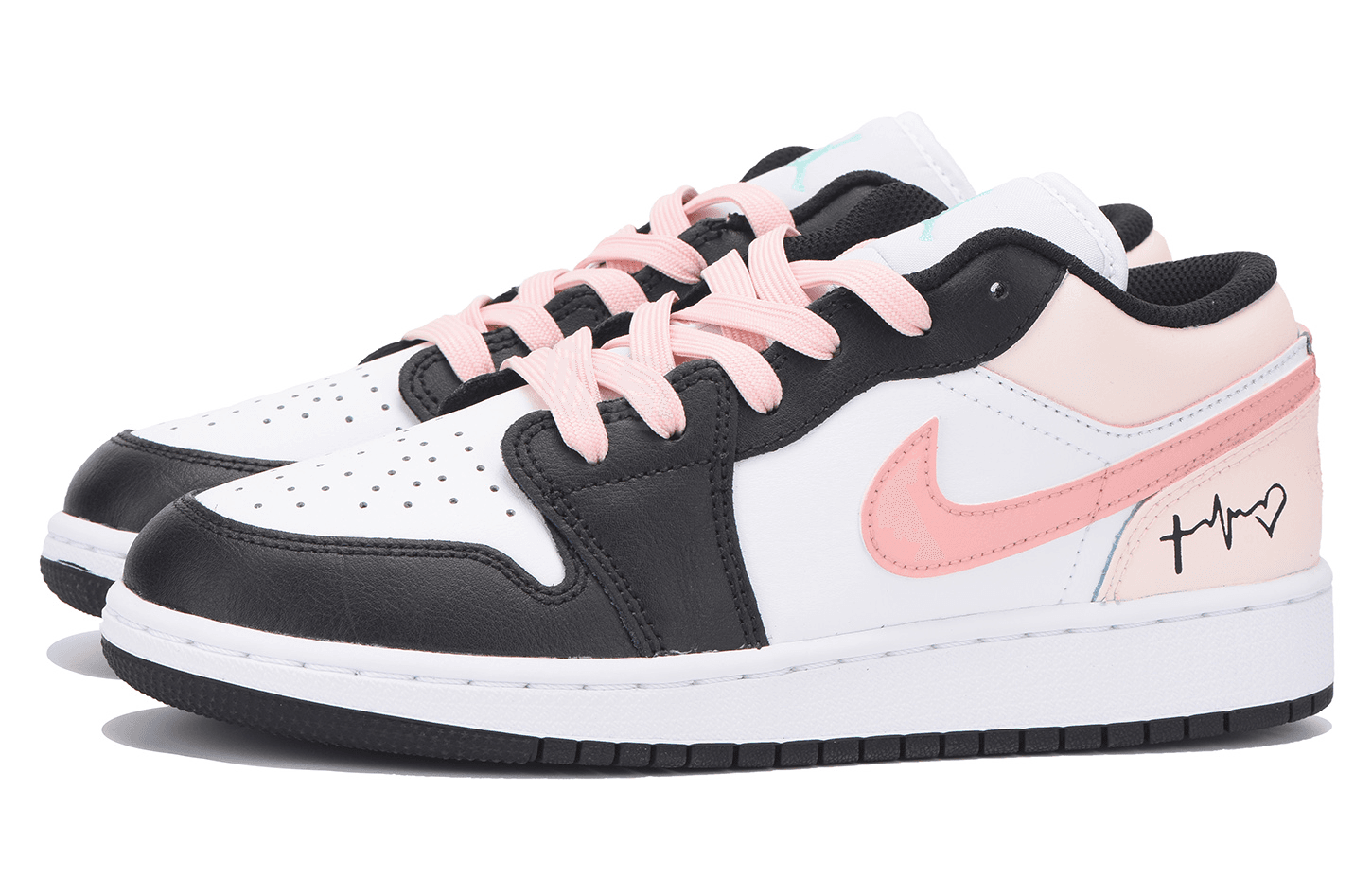 [Custom Sneakers] Jordan Air Jordan 1 Comfortable Versatile Wear-Resistant Low-Cut Retro Basketball Shoes Women's Black Pink 5