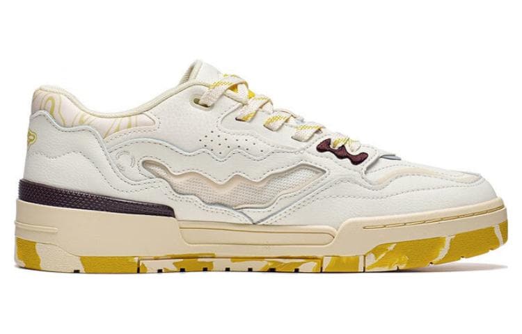 LINING 001 BTC Skateboard Shoes Men Low-Top White Yellow 4