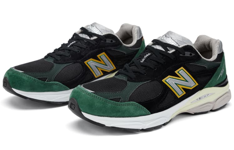 New Balance 990v3 MiUSA Black Green Yellow 3