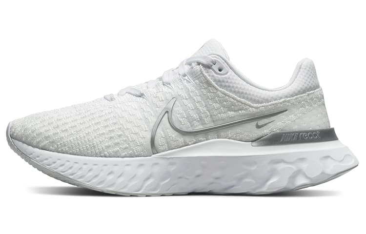 Nike React Infinity Run Flyknit 3 White Metallic Silver Women's 2