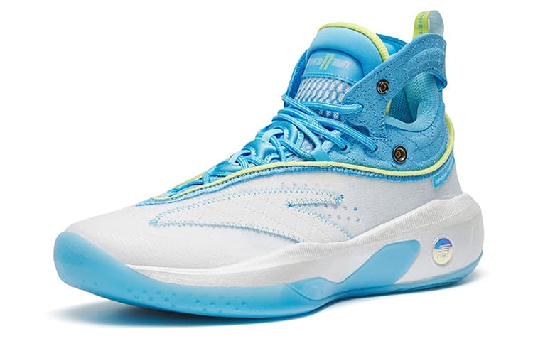 ANTA KT8 Basketball Shoes Men High Top ANTA White/Clear Spring Blue/Sunshine Yellow 5