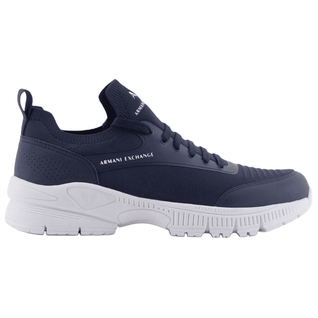 ARMANI EXCHANGE Round Toe Lace-Up Letter Print Running Shoes Low-Top Casual Shoes Men's Blue 4