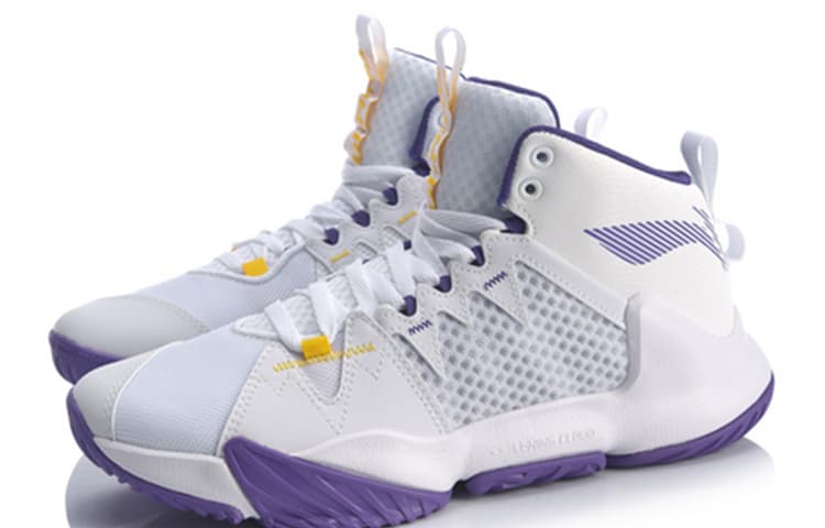 LiNing Storm OUTDOOR Cushioning Anti-Slip And Wear-Resistant Mid-Top LINING Cloud Basketball Shoes White Purple 5