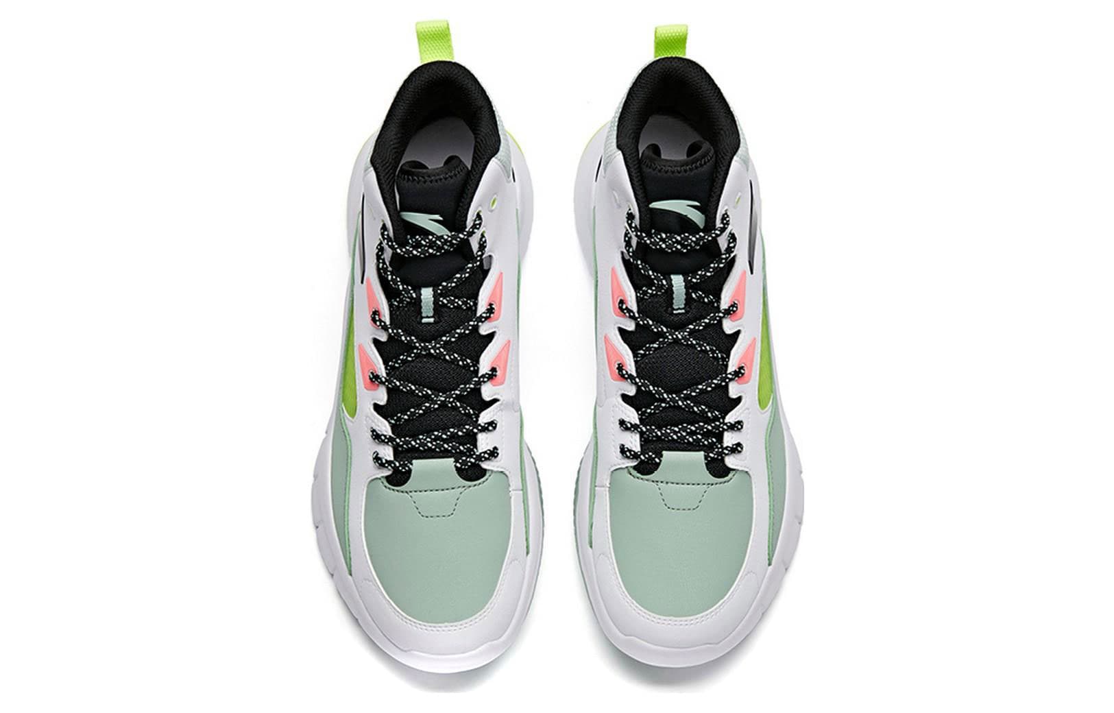 ANTA Vintage Basketball Shoes Men High-Top Black White Green 5