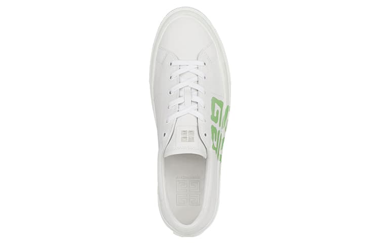 GIVENCHY City Sport Calfskin Print Low Top Fashion Skate Shoes Men's White Green 5
