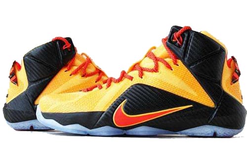 Nike Lebron 12 Basketball Shoes Men Mid-Top Black/Yellow 3