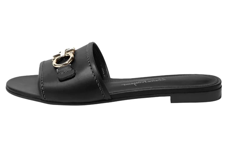 FERRAGAMO GANCINI Slip-Resistant Slide Slippers Women's Black 2