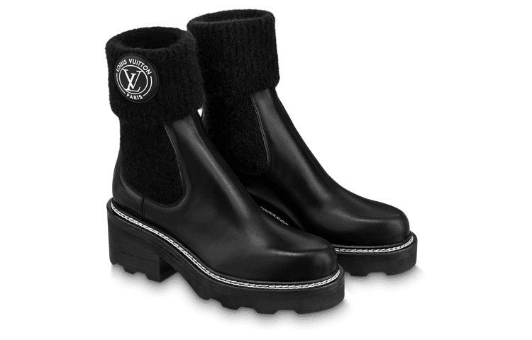 LOUIS VUITTON Lv Beaubourg Ankle Boots 'Black' Women's 5
