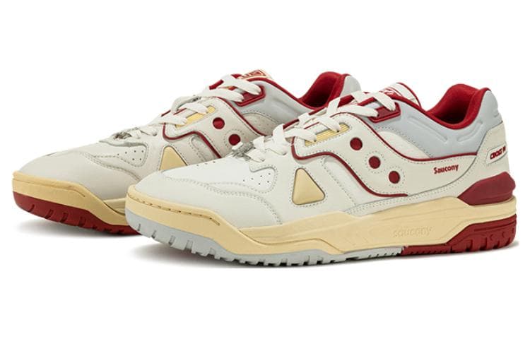 Saucony Cross 90 Anti-Slip Wear-Resistant Low-Top Skateboard Shoes Unisex White Red 6