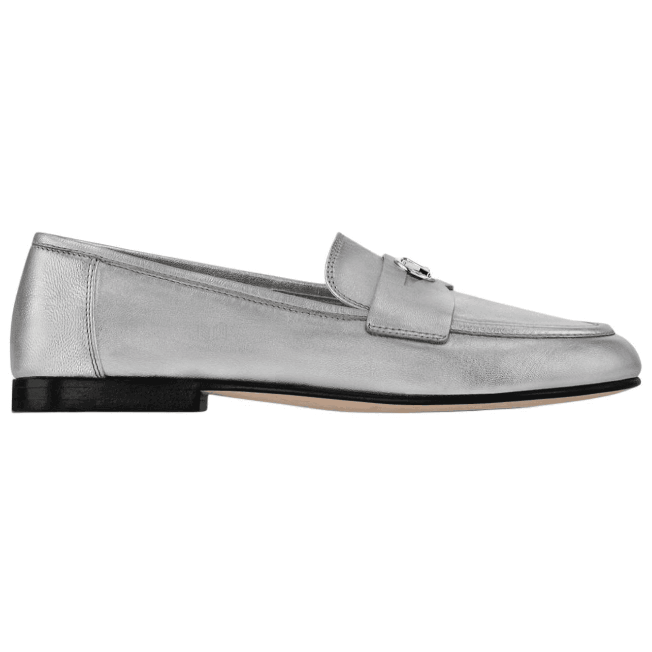 LOUIS VUITTON Soho Lambskin Leather Round Toe Slip-On Loafers Women's Silver 4