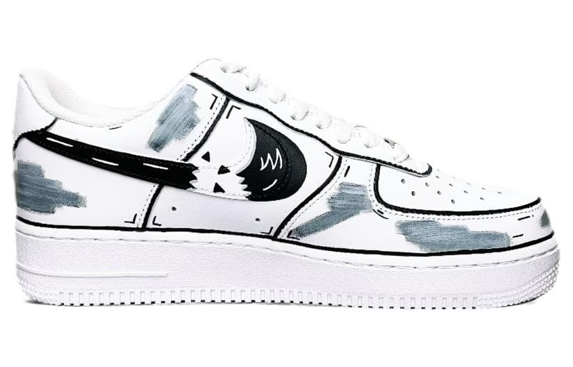 Nike Air Force 1 Skateboard Shoes Men Low-Top White/Black/Gray 3