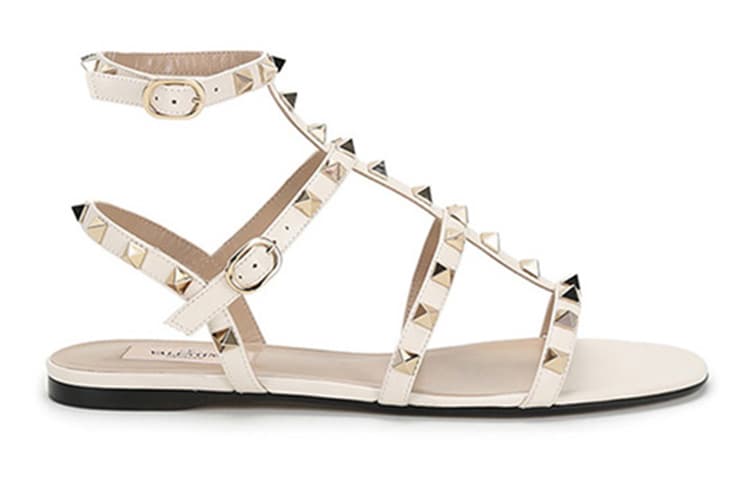 Valentino Rockstud Roman Sandals Women's White 5