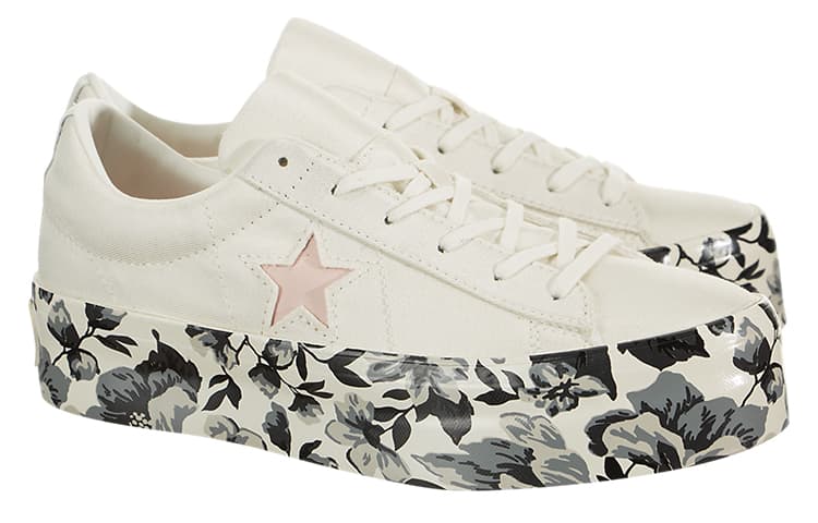 Converse One Star Platform Ox Canvas Shoes White/Black/Pink Women's 4
