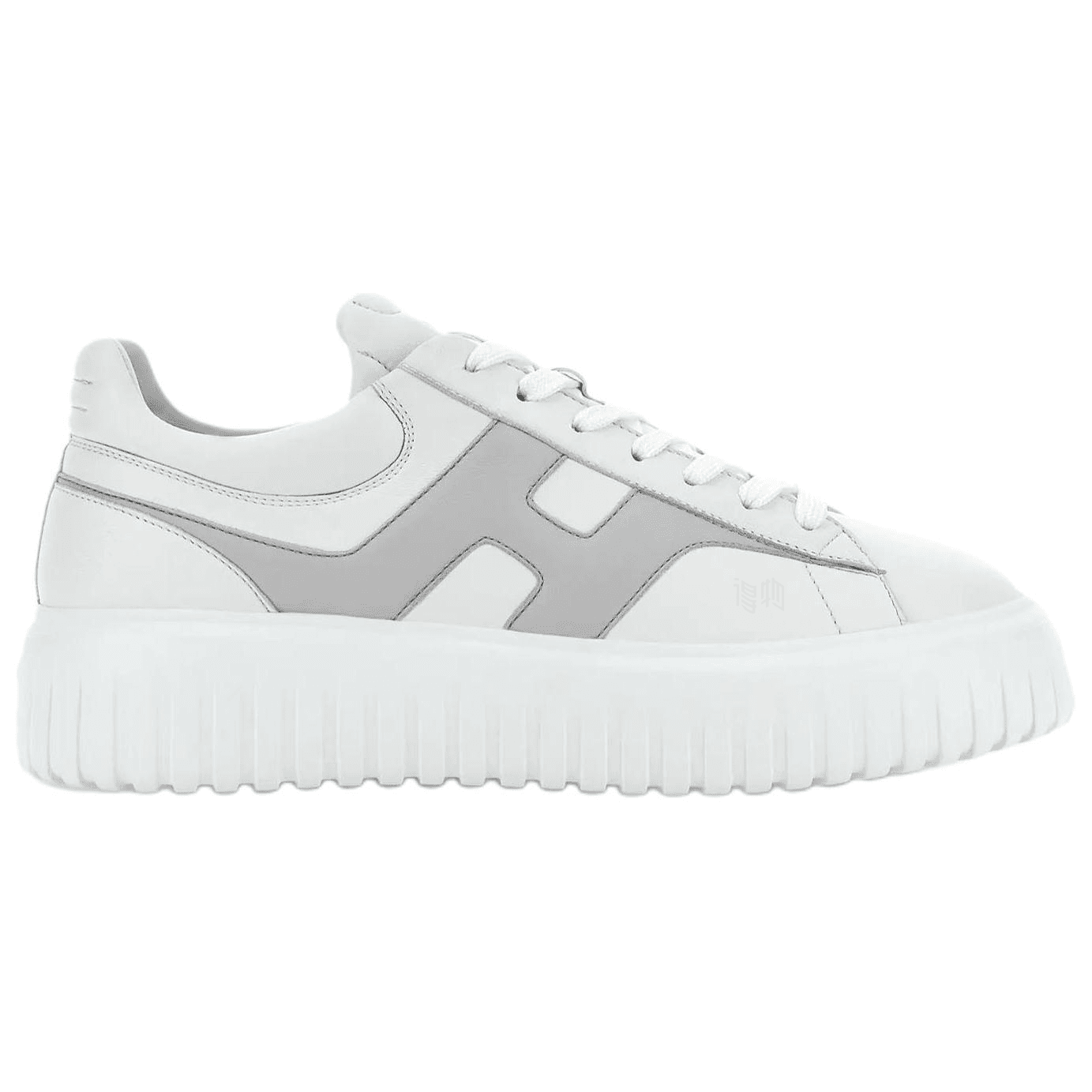 HOGAN H-Stripes Leather Platform Round-Toe Lace-Up Low-Top Casual Shoes Men's White 4