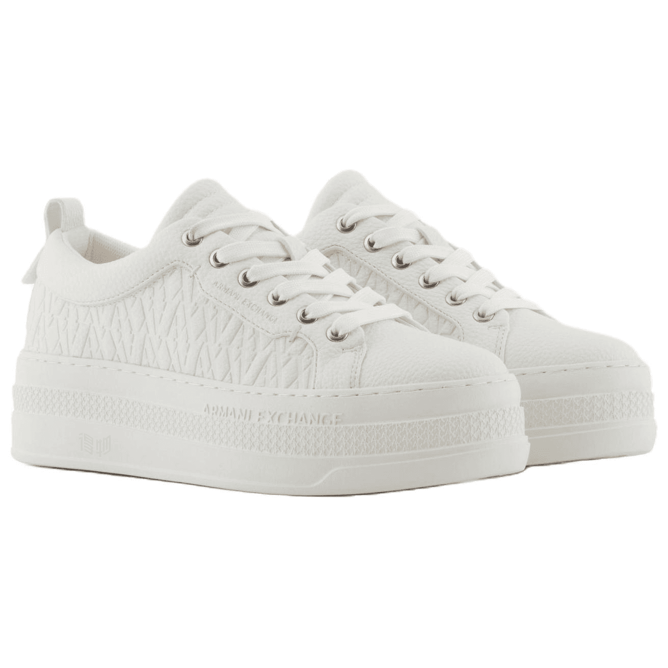 ARMANI EXCHANGE AE Round Toe Platform Low-Top Skate Shoes Women's White 6
