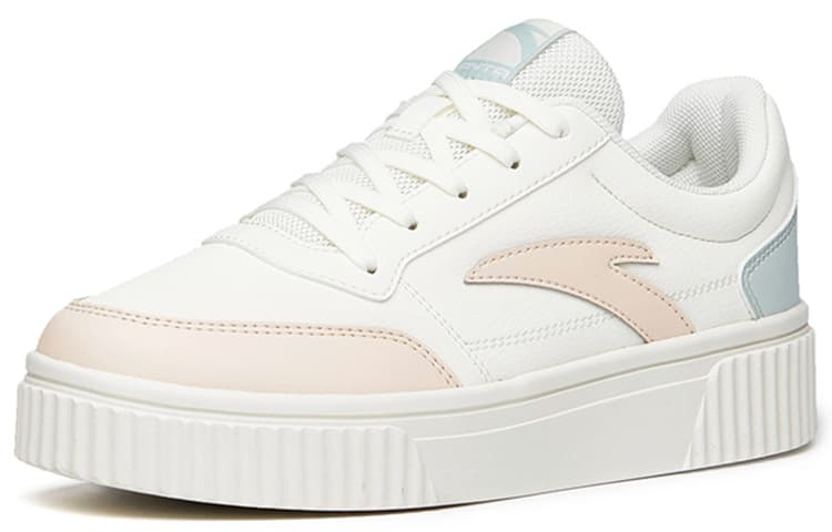 Anta Life Collection Cookie Shoes Anti-Slip Wear-Resistant Low-Top Skateboard Shoes Women's White Brown 4