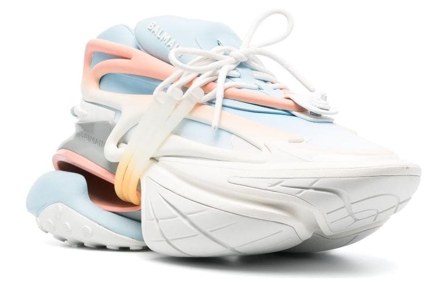 BALMAIN Low-Top Sports Lifestyle Casual Shoes Men's White Blue Pink 4