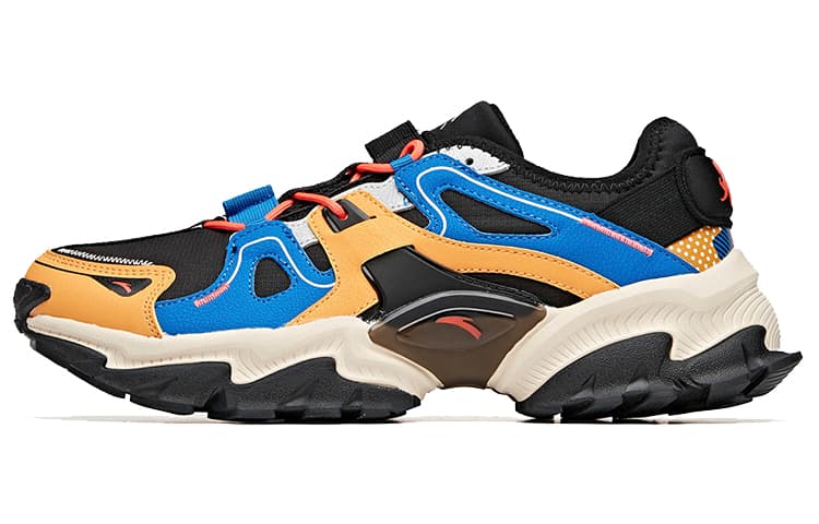 Anta Cushioning Anti-Slip Wear-Resistant Breathability Low-Top Outdoor Shoes Men's Black Yellow Blue 2