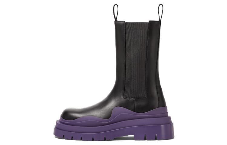 Bottega Veneta BV Tire Crew Chelsea Boots Women's Black Purple 2