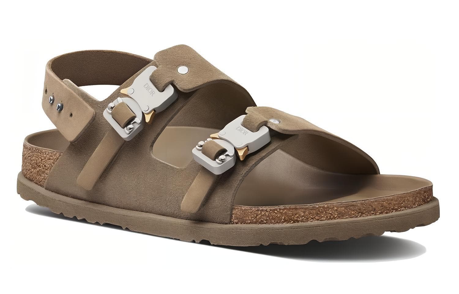 Birkenstock x DIOR Milano Leather Flat Casual Fashion Sandals Men's Khaki 4