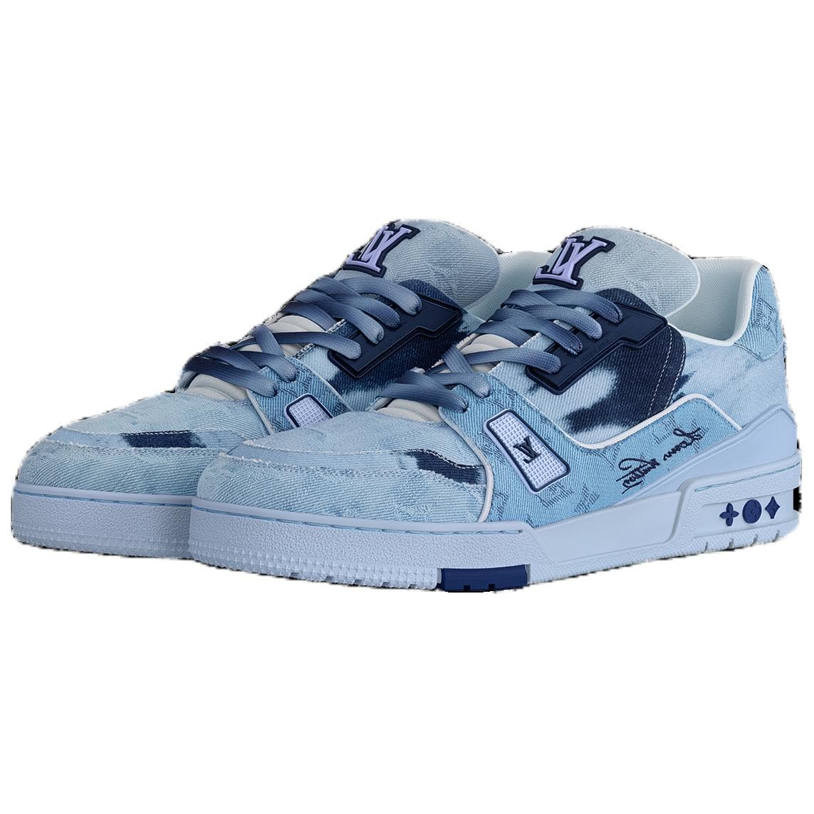 LOUIS VUITTON Trainer Skateboard Shoes Men's Denim Blue 6