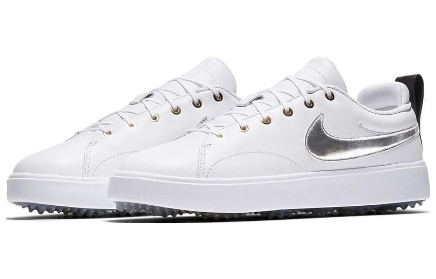 Nike Course Classic Golf Shoes Men Low-Top White Silver 6