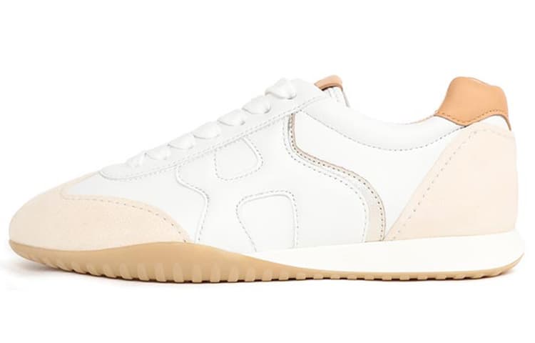 HOGAN Olympia-Z Leather Fashion Wear-Resistant Low-Top Casual Shoes Women's White Pink 2