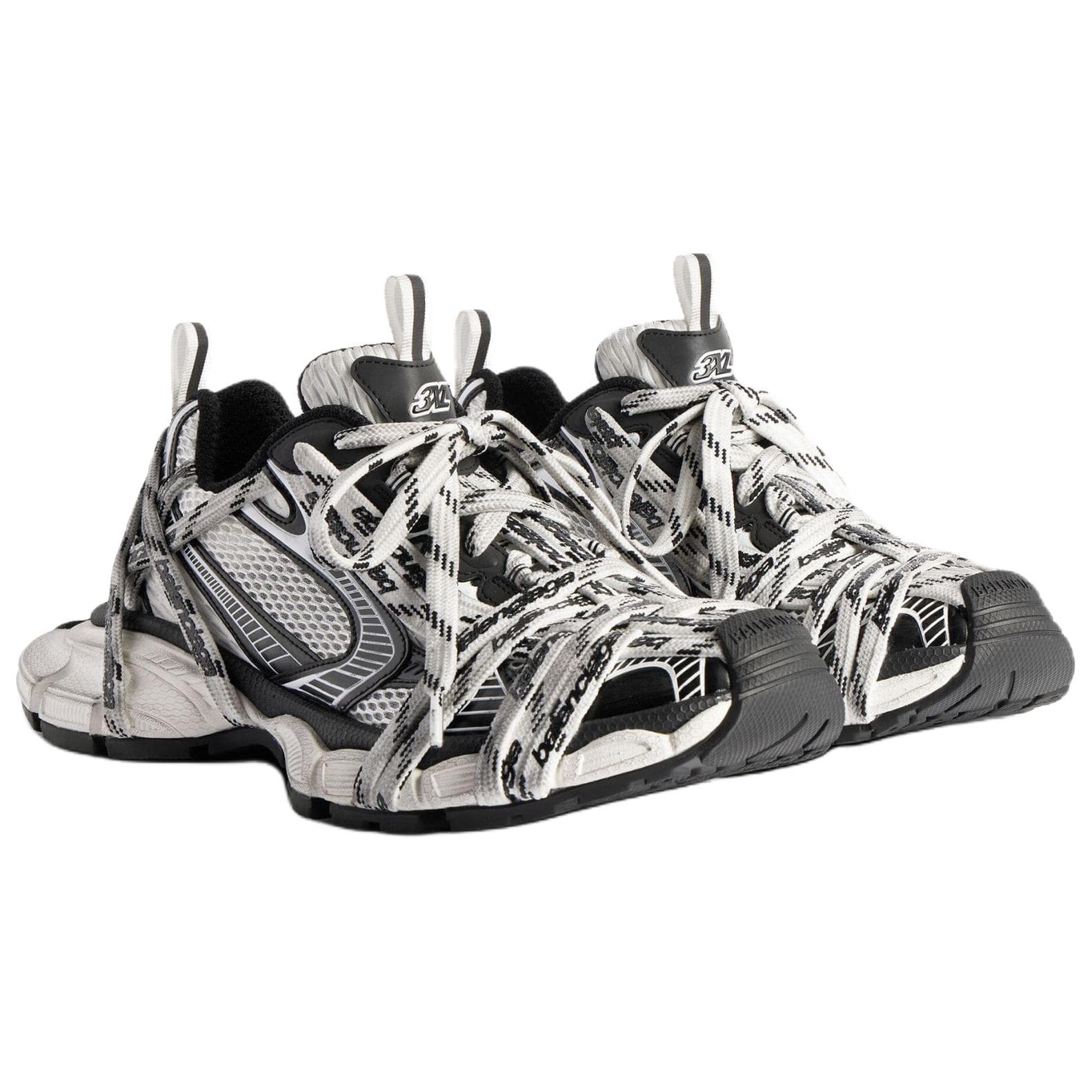 Balenciaga 3XL Full Print Lace-Up Round Toe Low-Top Dad Shoes Women's Black White 5