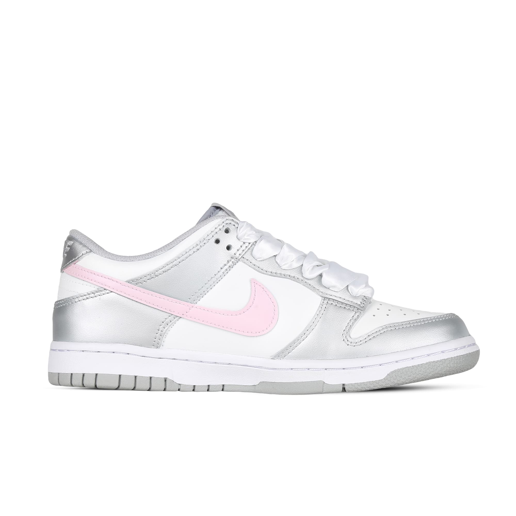 Nike Dunk Low Ballet Girlish 2.0 Anti-Slip Wear-Resistant Low-Top Skateboard Shoes GS Silver Pink 6