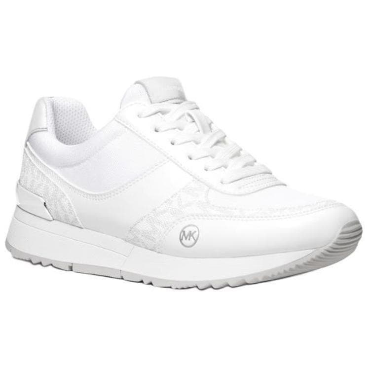 MICHAEL KORS MK Andi Fabric Synthetic Leather Round Toe Lace-Up Low-Top Casual Shoes Women's White 6