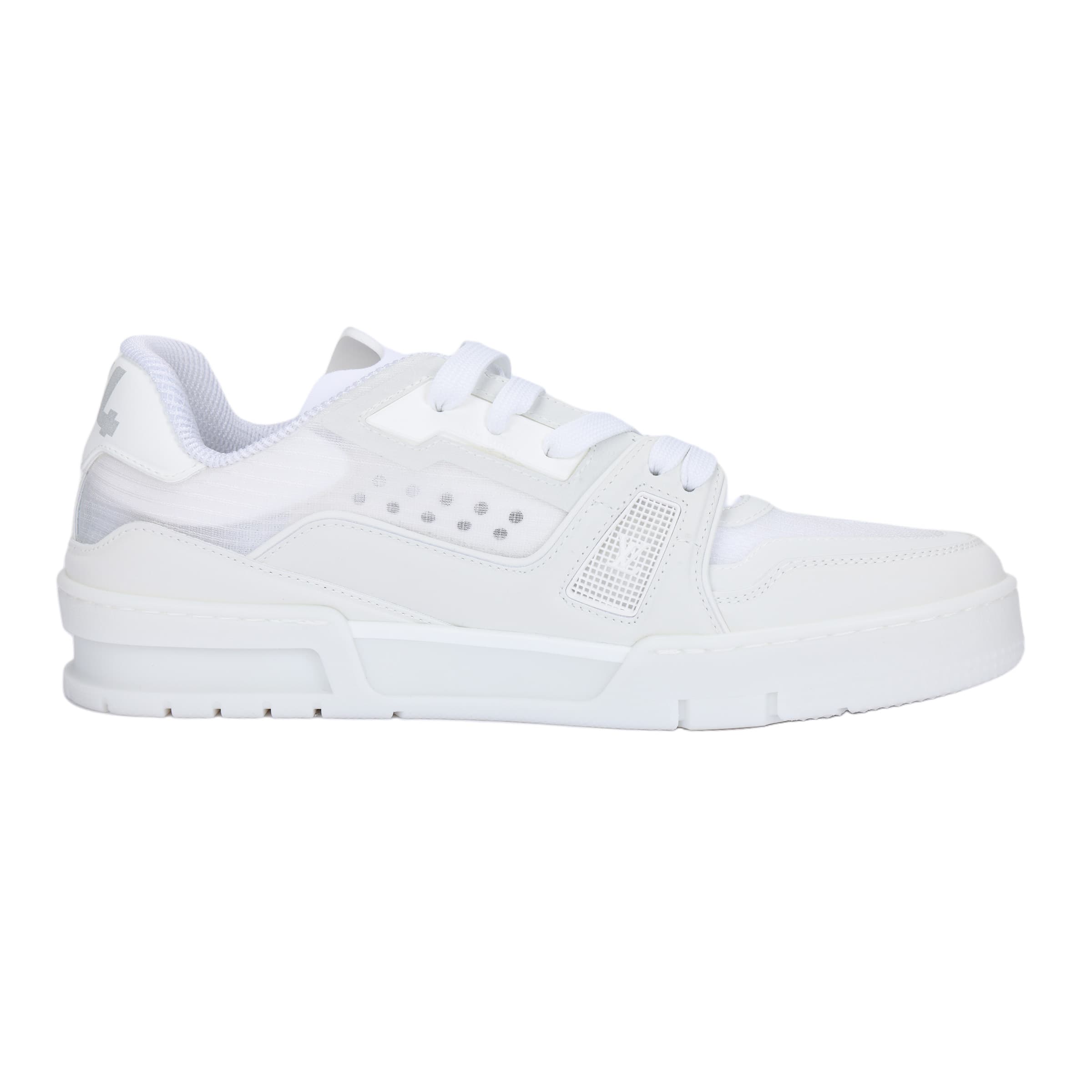 LOUIS VUITTON Trainer Round-Toe Flat Low-Top Sneakers Unisex White 4