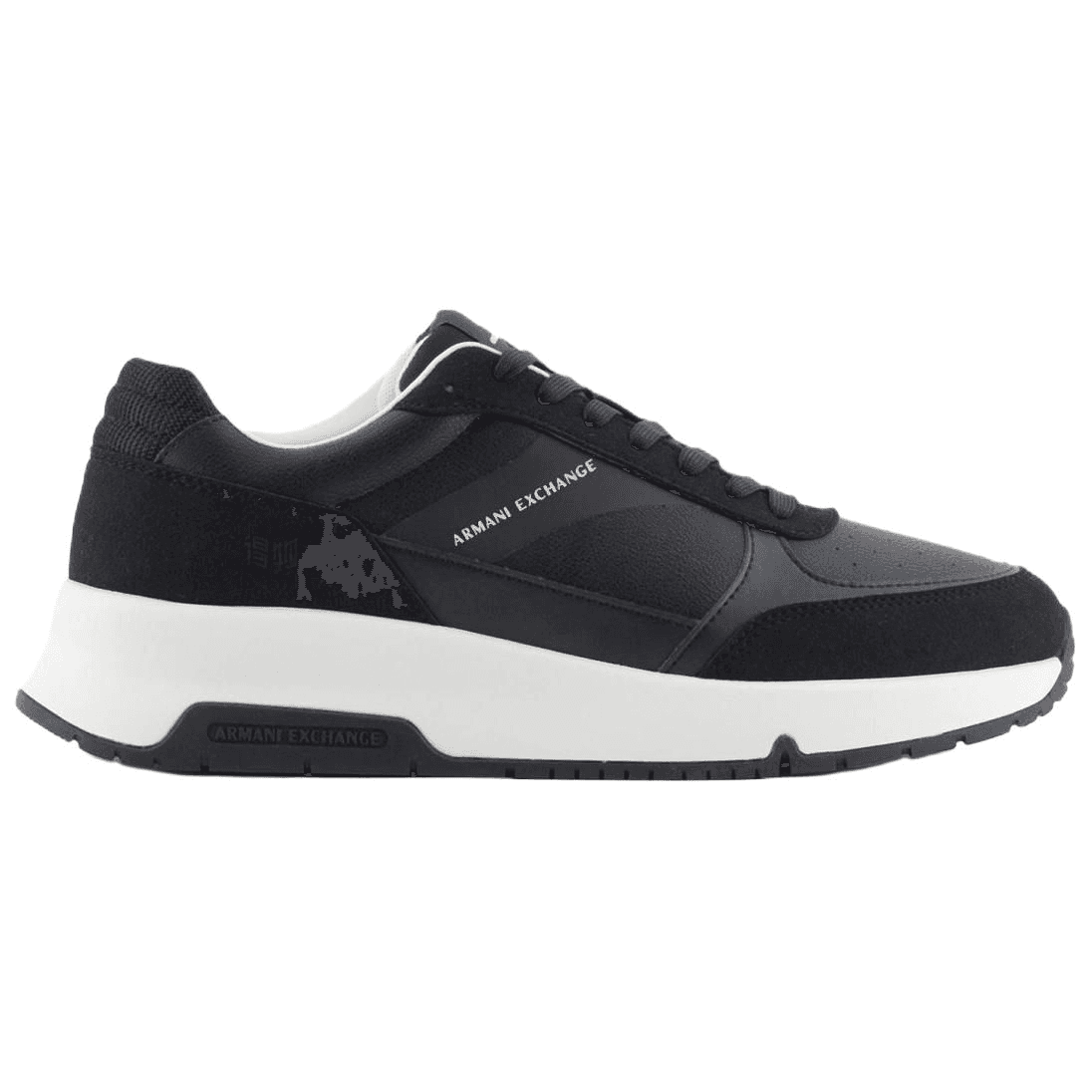 ARMANI EXCHANGE Round Toe Lace-Up Logo Print Low-Top Casual Shoes Men's Black 3