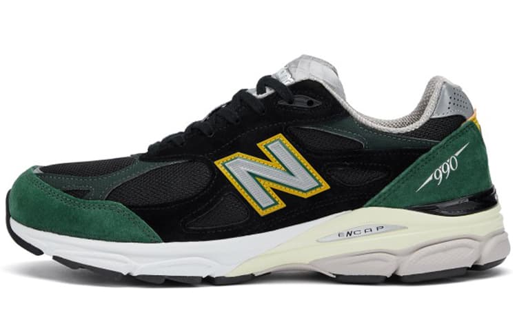 New Balance 990v3 MiUSA Black Green Yellow 2