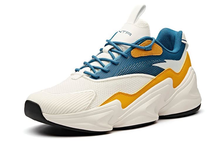 ANTA Chunky Sneakers Men Low Top White Orange Cyan 4
