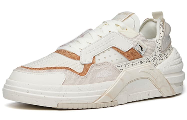 ANTA Life Collection Skateboard Shoes Men Low-Top White Brown 5