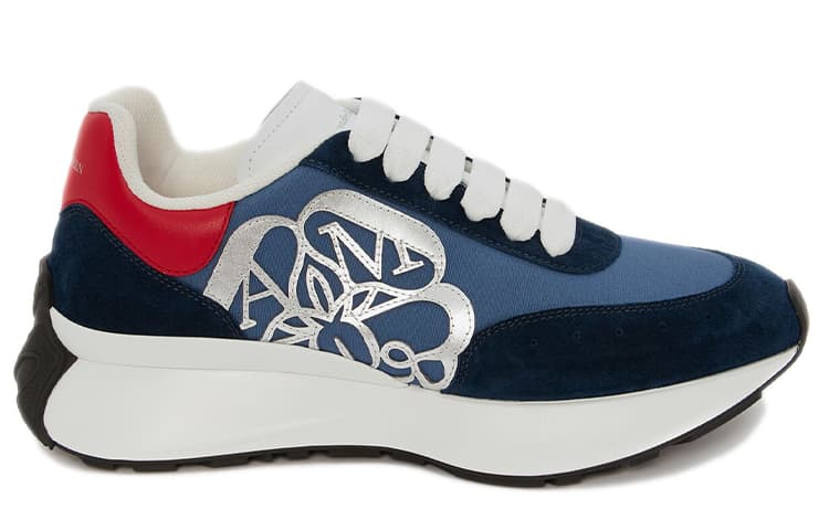 Alexander McQueen Sprint Runner Navy Red Silver tone Women's 3