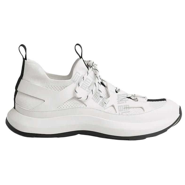 HERMES Katana Leather Round Toe Lace-Up Low-Top Casual Shoes Men's White 3