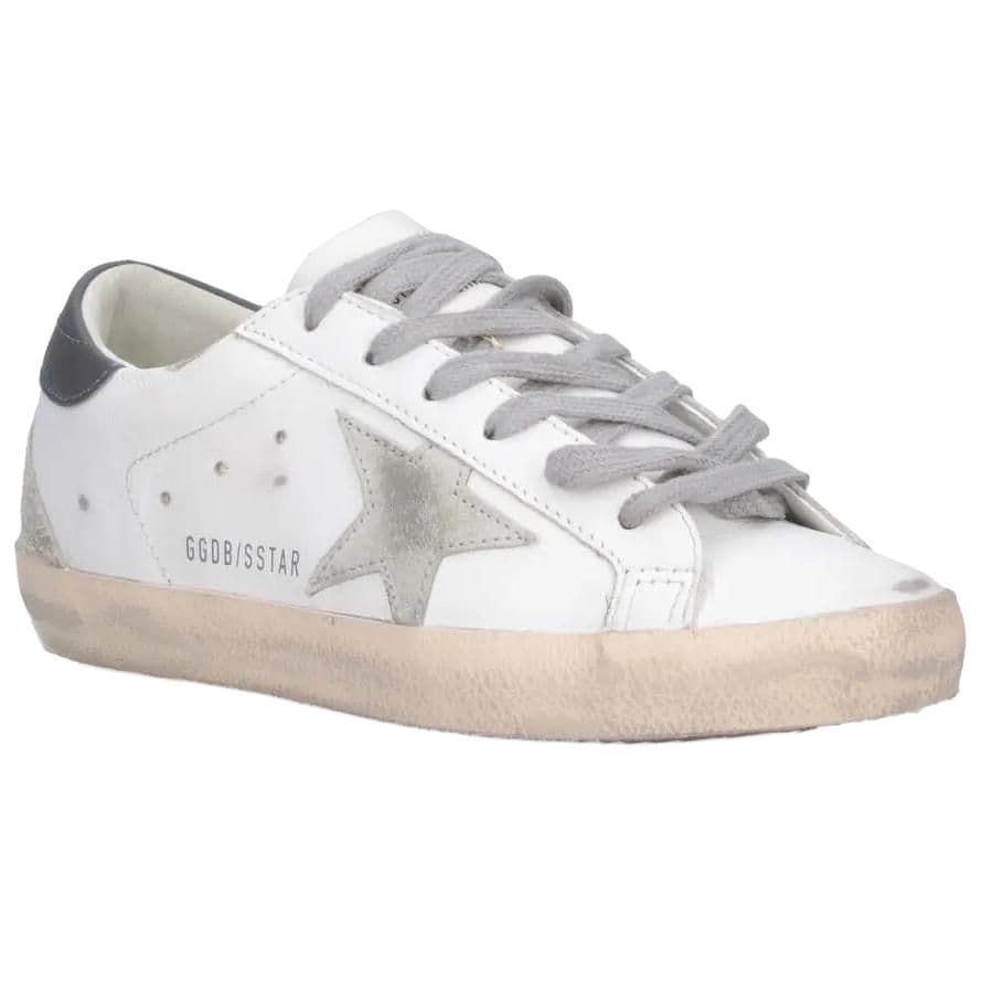 Golden Goose Super-Star Leather Round Toe Lace-Up Star Pattern Low-Top Skateboarding Shoes Women's Gray 6