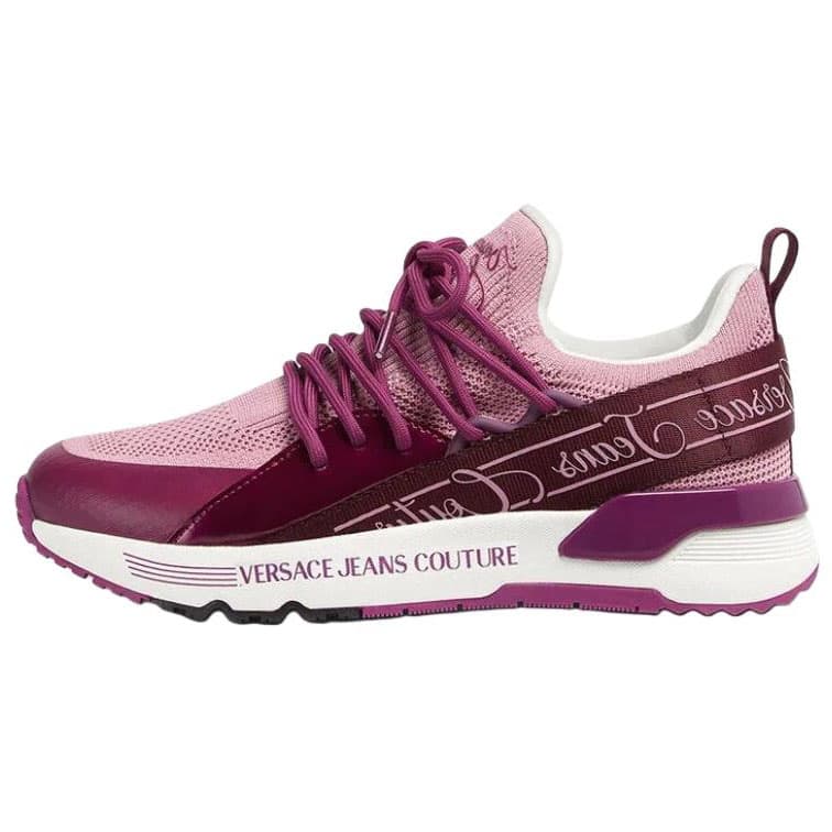 VERSACE JEANS COUTURE Dynamic Knit Platform Lace-Up Low-Top Casual Shoes Women's Pink 2