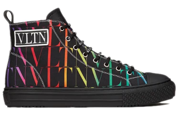 Valentino Giggies High-Top Canvas Shoes Men's Black 3