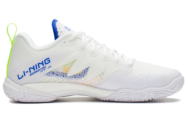 LINING Falcon 5 Badminton Shoes Unisex Low-Top Standard White/Crystal Blue 4