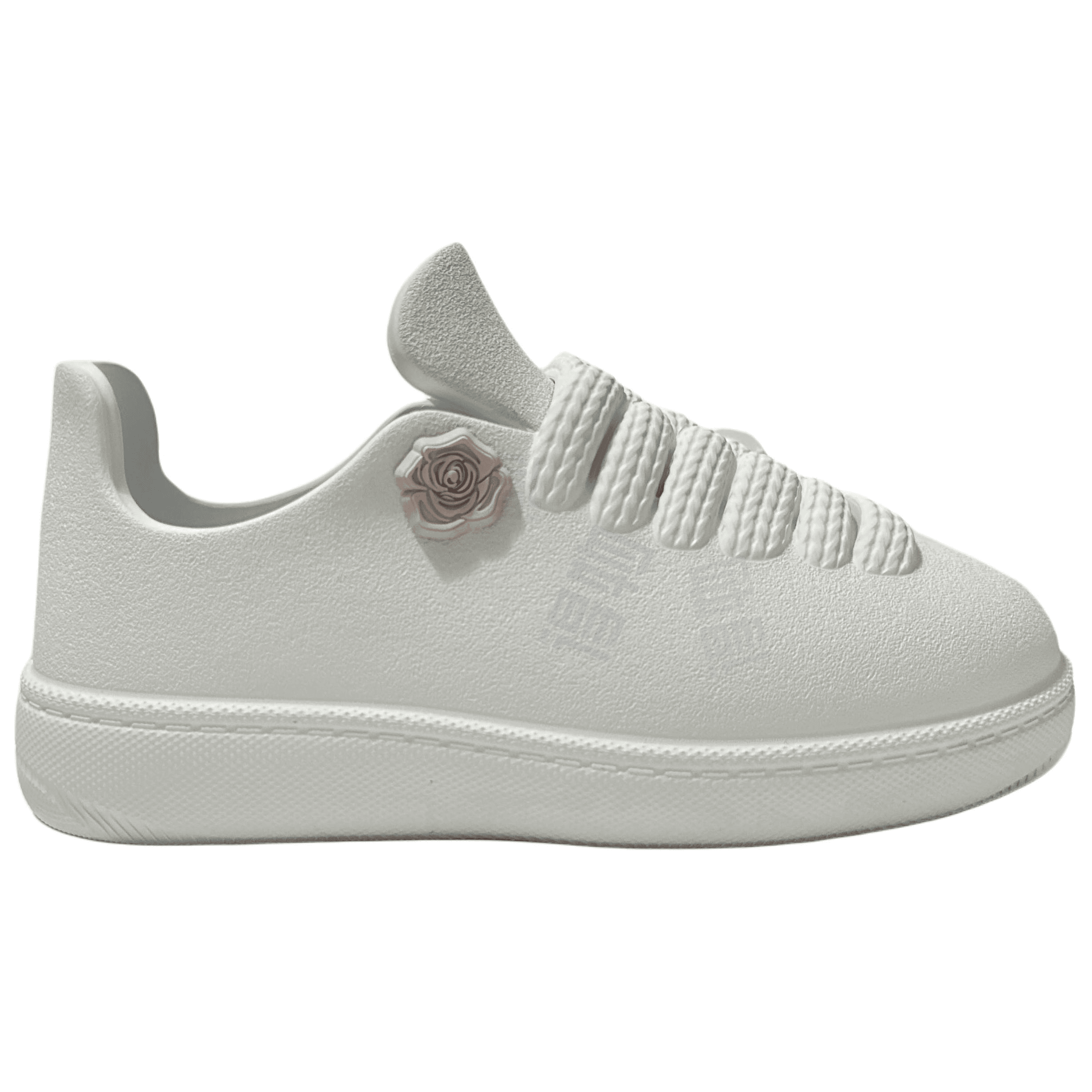 Burberry Bubble Round-Toe Lace-Up Low-Top Skate Shoes Women's White 3
