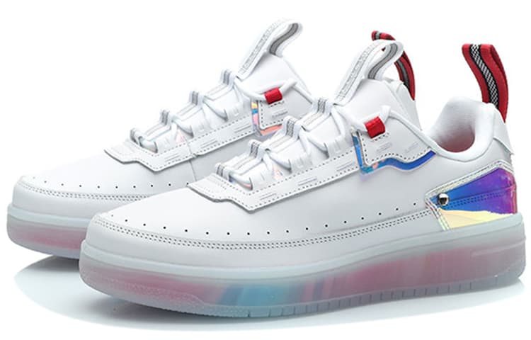 LiNing CF Anti-Slip Wear-Resistant Low-Top Skateboard Shoes Men's Red White 6