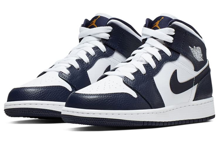Jordan 1 Mid White Metallic Gold Obsidian GS 3