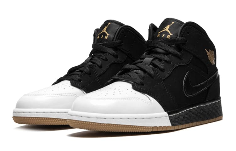 Jordan 1 Mid Black White Gold GS 5