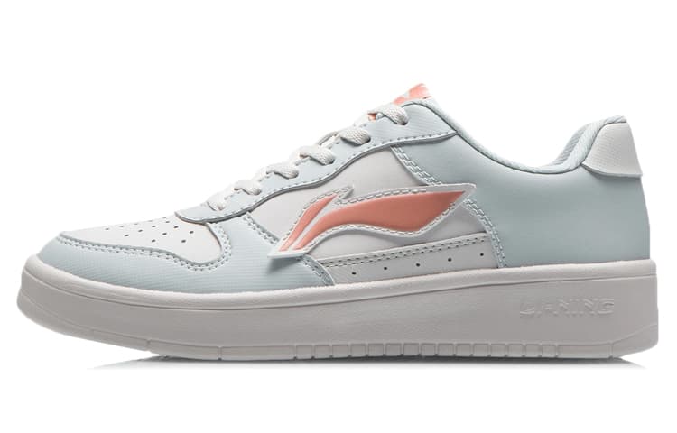 LINING Sports Life Collection Skateboard Shoes Women's Low-Top Mist White/Blue Orange 6